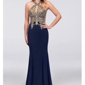 NWT-PLUS SIZE- David Bridal Halter Beaded Gown-18